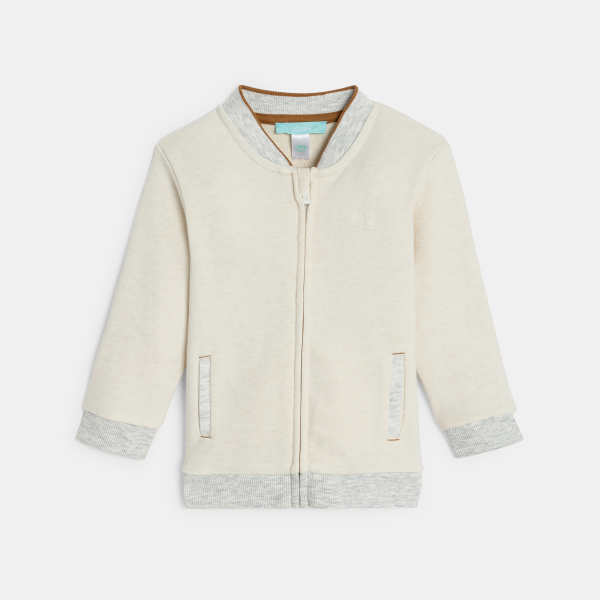 جاكيت بسحاب من طراز دب تيدي، مصنوع من الصوف الناعم، باللون الأبيض الكريمي، للأطفال الصغار